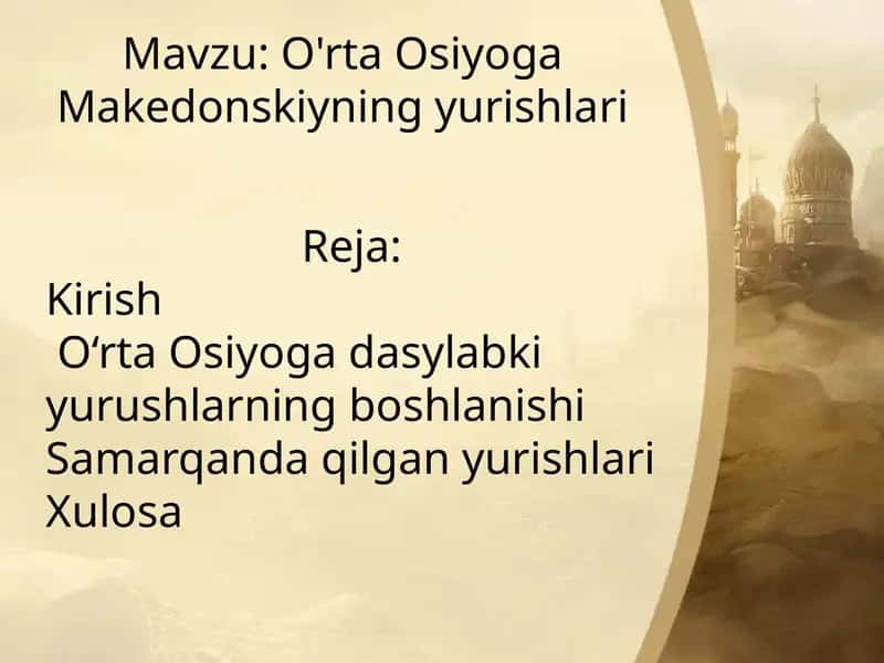 O'rta Osiyoga Makedonskiyning yurishlari 1