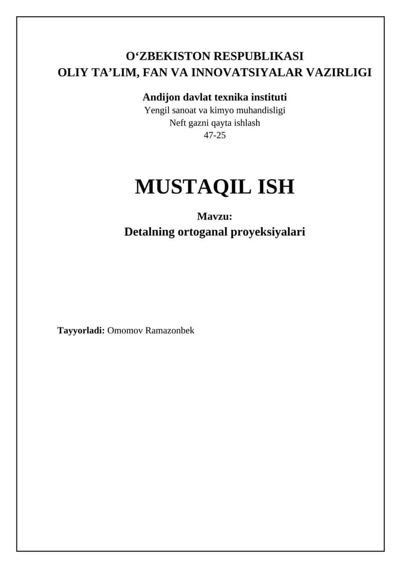 Ortogonal Proektsiyalar Asoslari 1