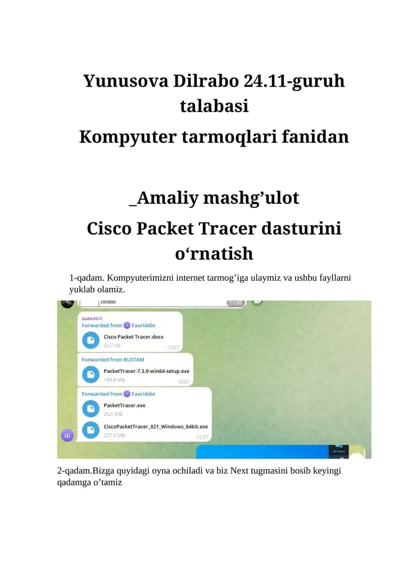 Cisco Packet Tracer dasturini oʻrnatish 1