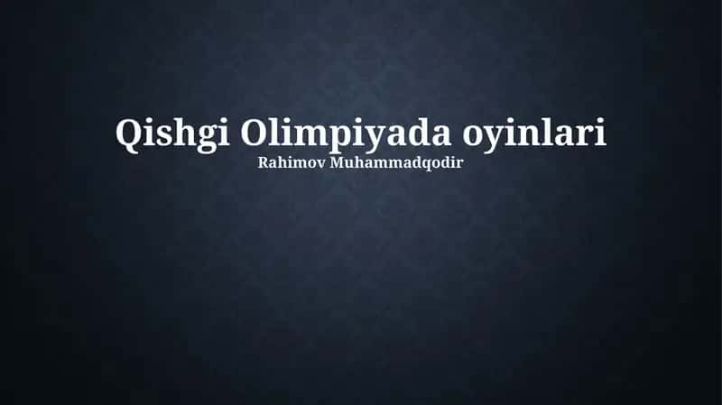 Qishgi Olimpiyada oyinlari 1