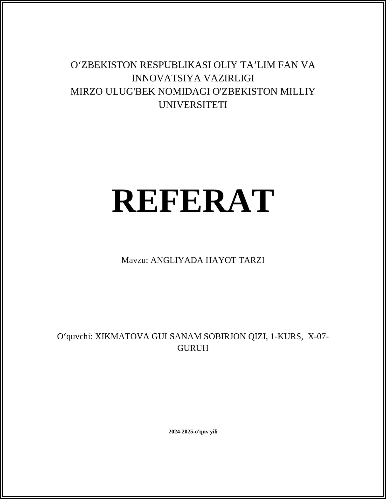 ANGLIYADA HAYOT TARZI 1