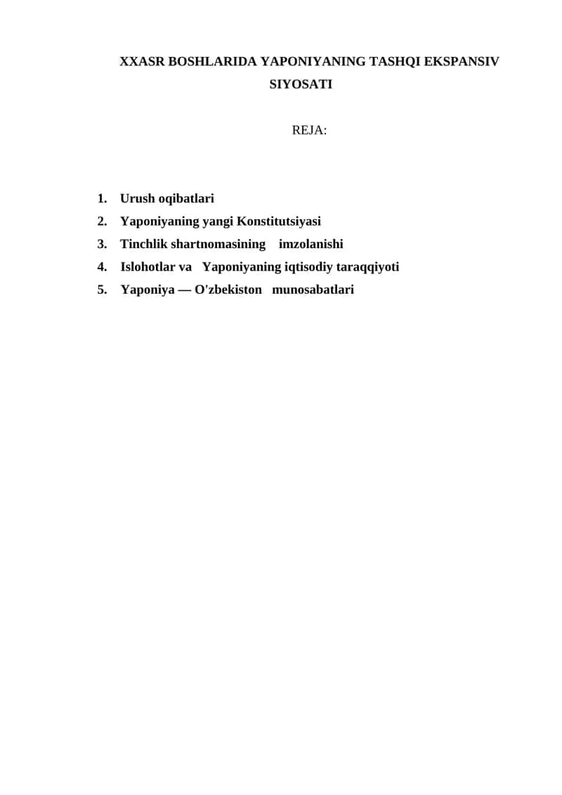 YAPONIYANING TASHQI EKSPANSIV SIYOSATI 1