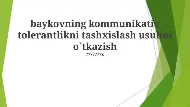 Baykovning kommunikativ tolerantlikni tashxislash usuli