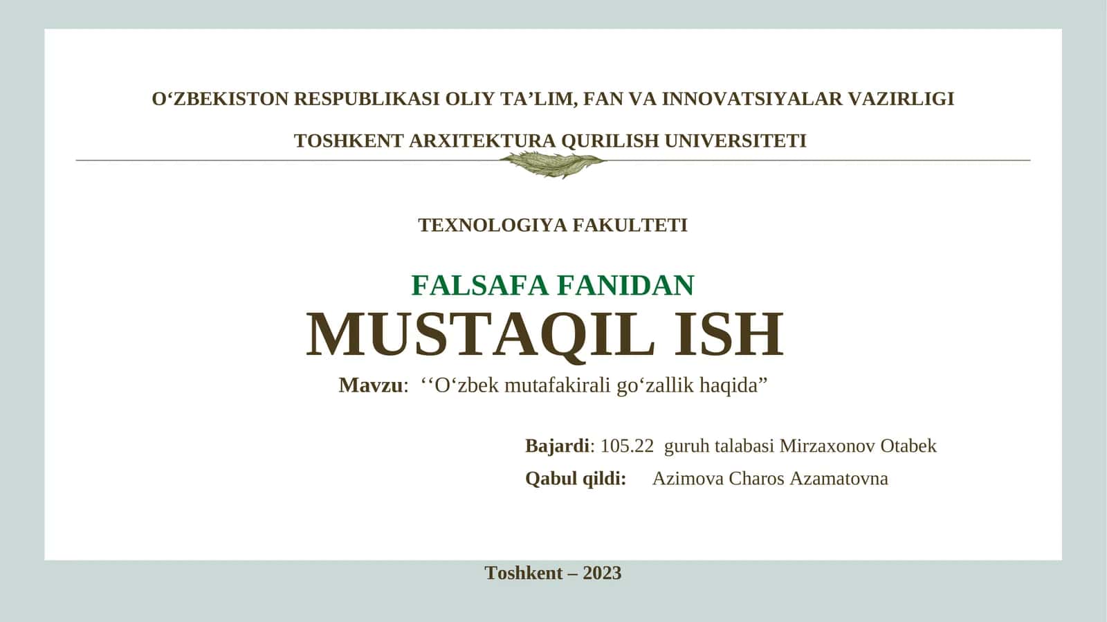 FALSAFA FANIDAN MUSTAQIL ISH 1