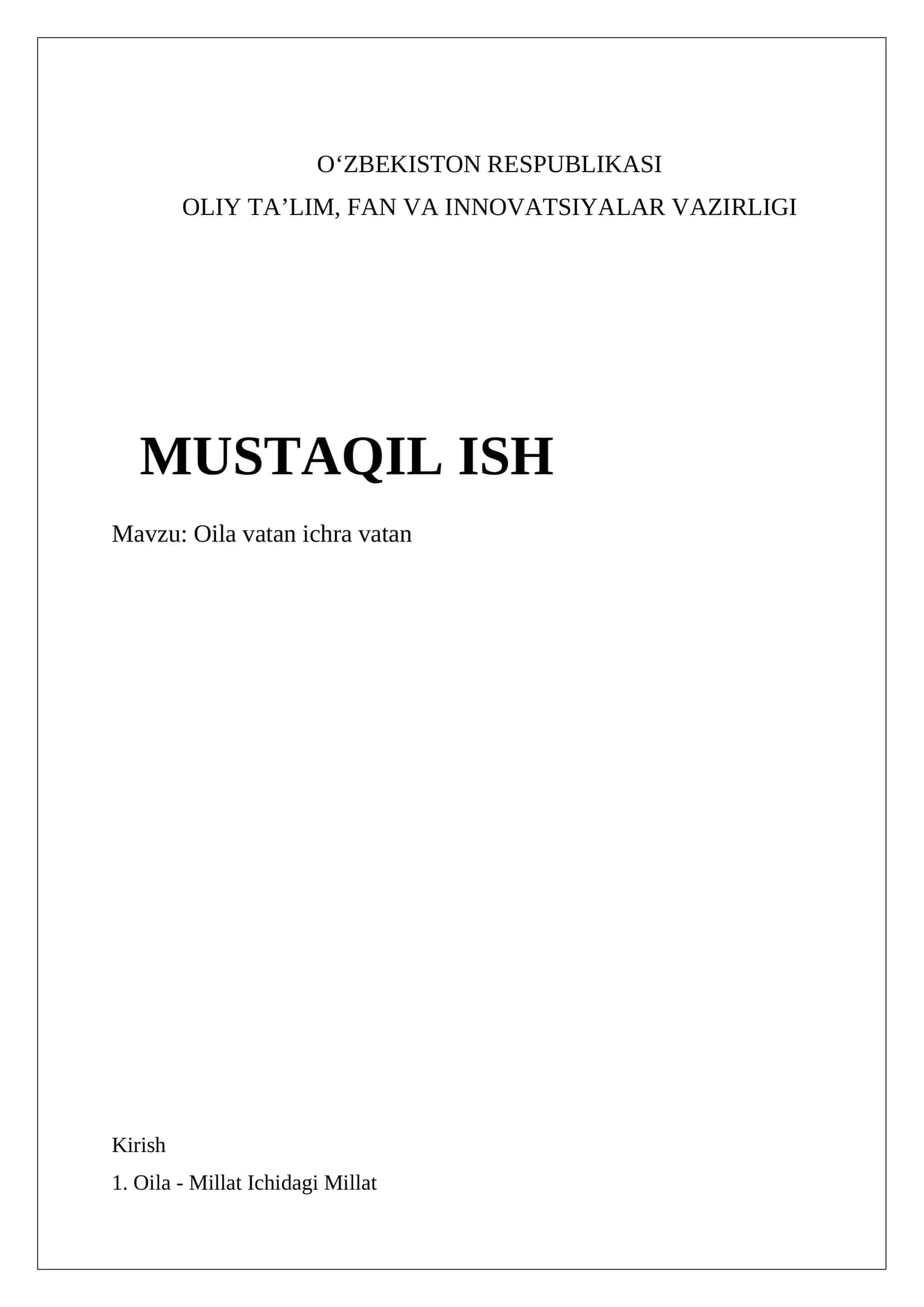 Oila vatan ichra vatan 1