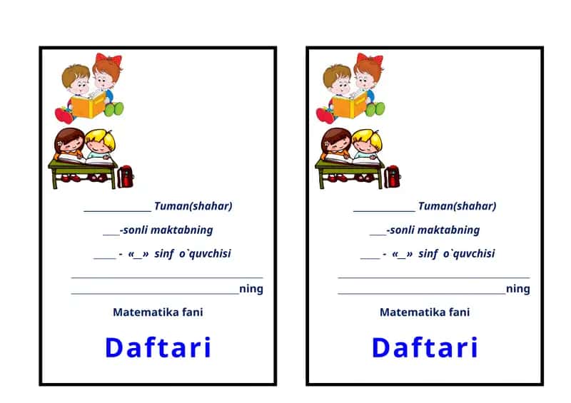 Matematika fanidan to`garak Daftari jildi 1
