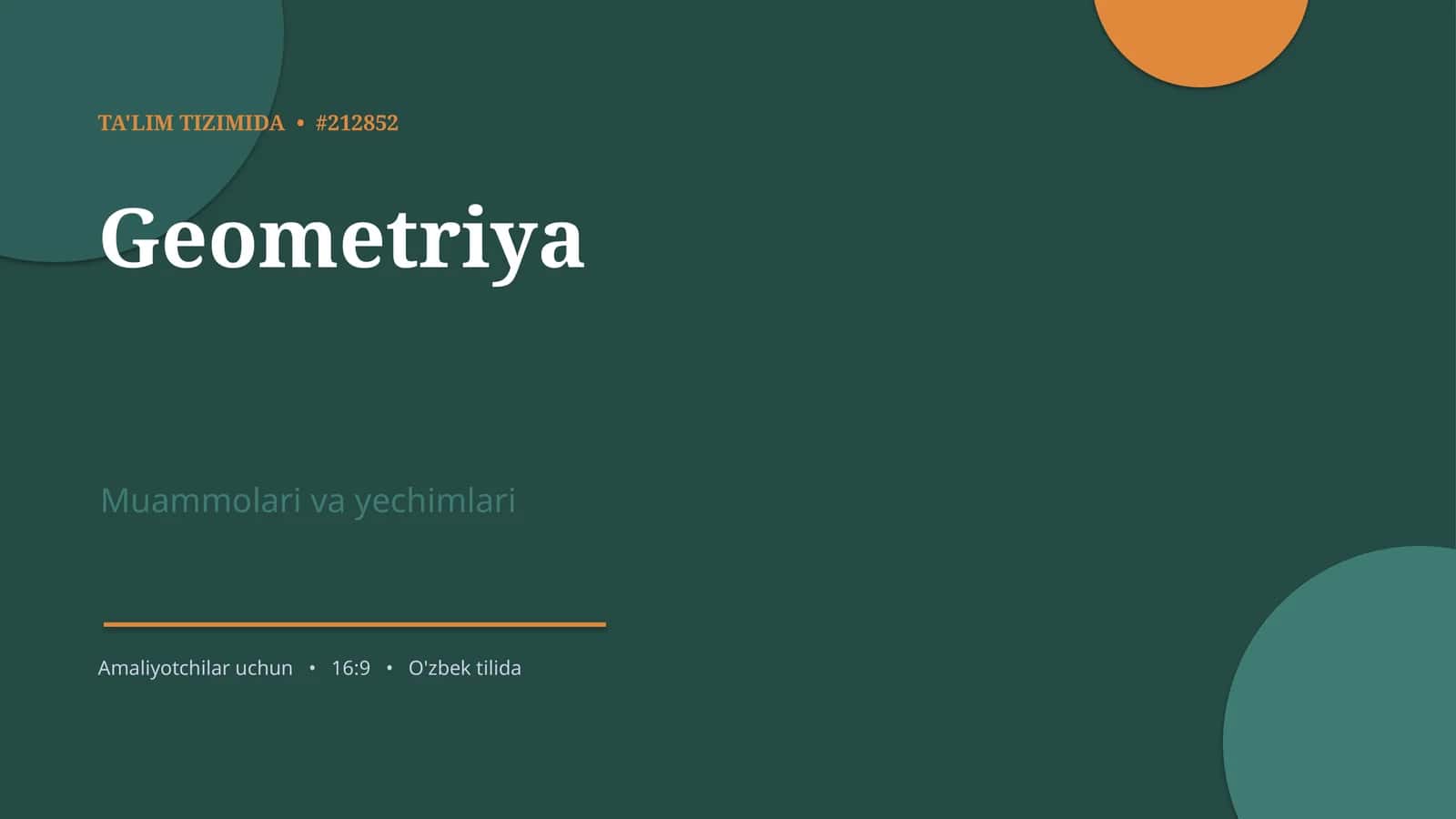Geometriya Muammolari va Yechimlari 1