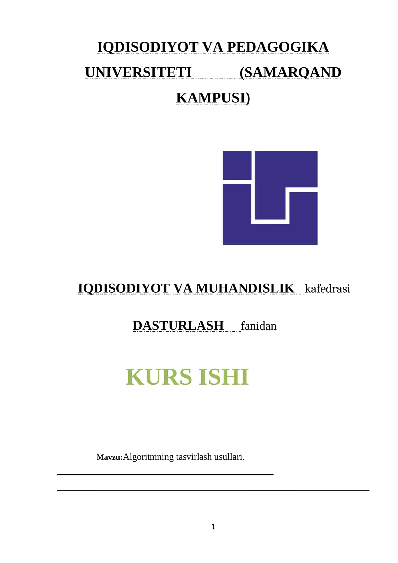 Algoritmning tasvirlash usullari 1