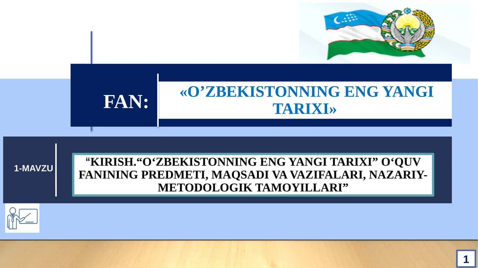 «O’ZBEKISTONNING ENG YANGI TARIXI» FAN: 1