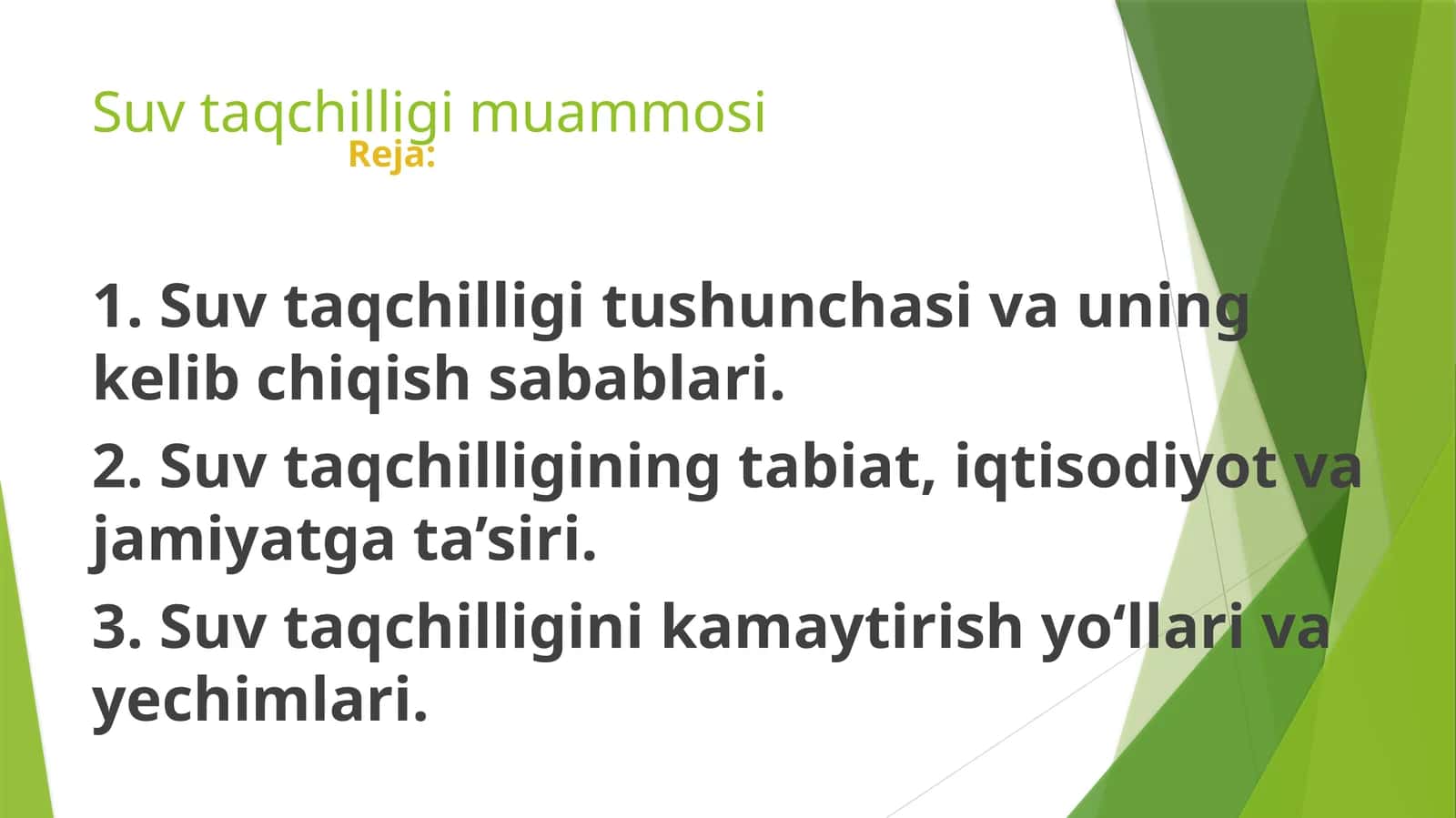 Suv taqchilligi muammosi 1