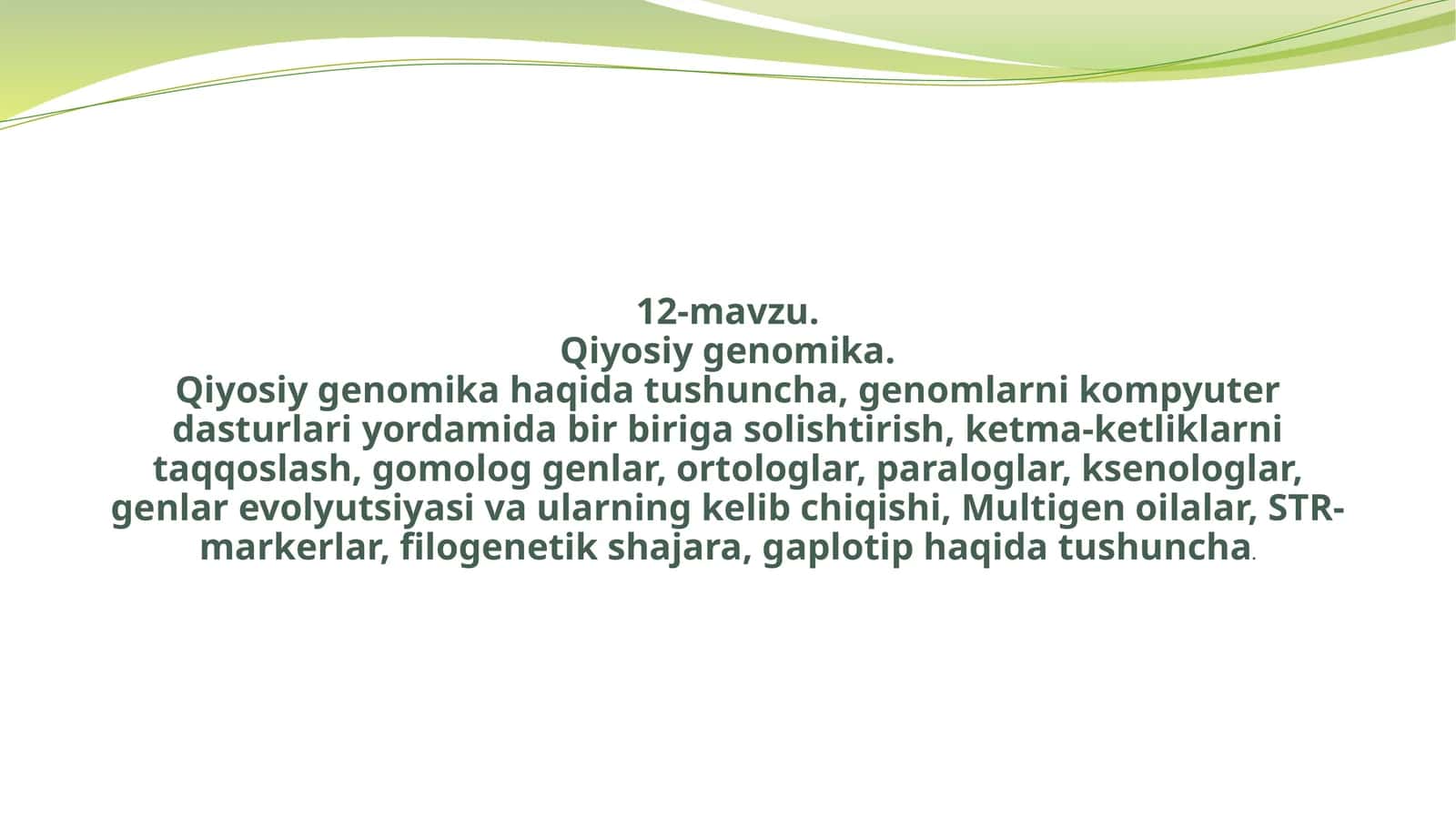 Qiyosiy genomika asoslari 1