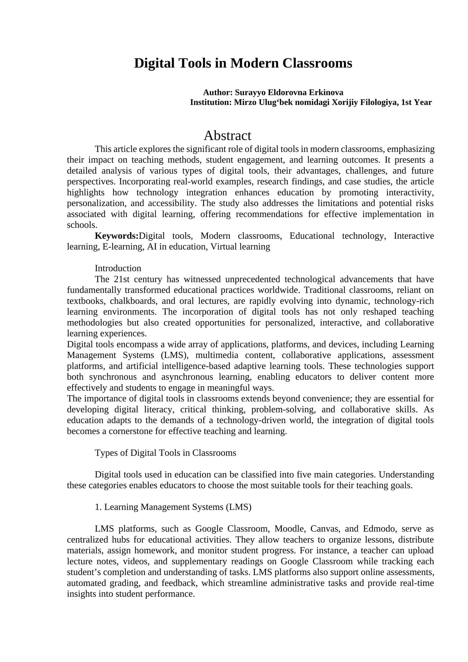 Digital Tools in Modern Classrooms 1