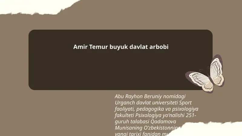 Oʻzbekistonning eng yangi tarixi fanidan mustaqil ishi 1
