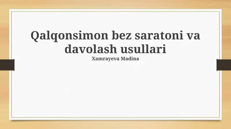 Qalqonsimon bez saratoni va davolash usullari 1