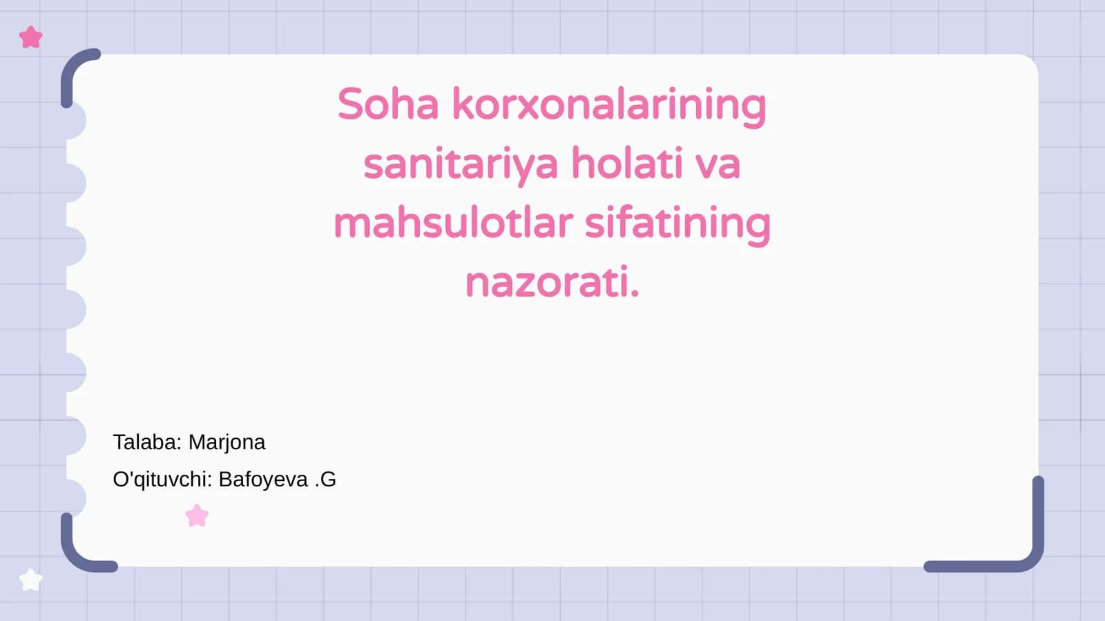 Soha korxonalarining sanitariya holati va mahsulotlar sifatining nazorati 1