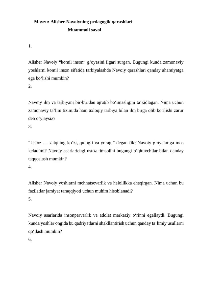 Alisher Navoiyning pedagogik qarashlari 1