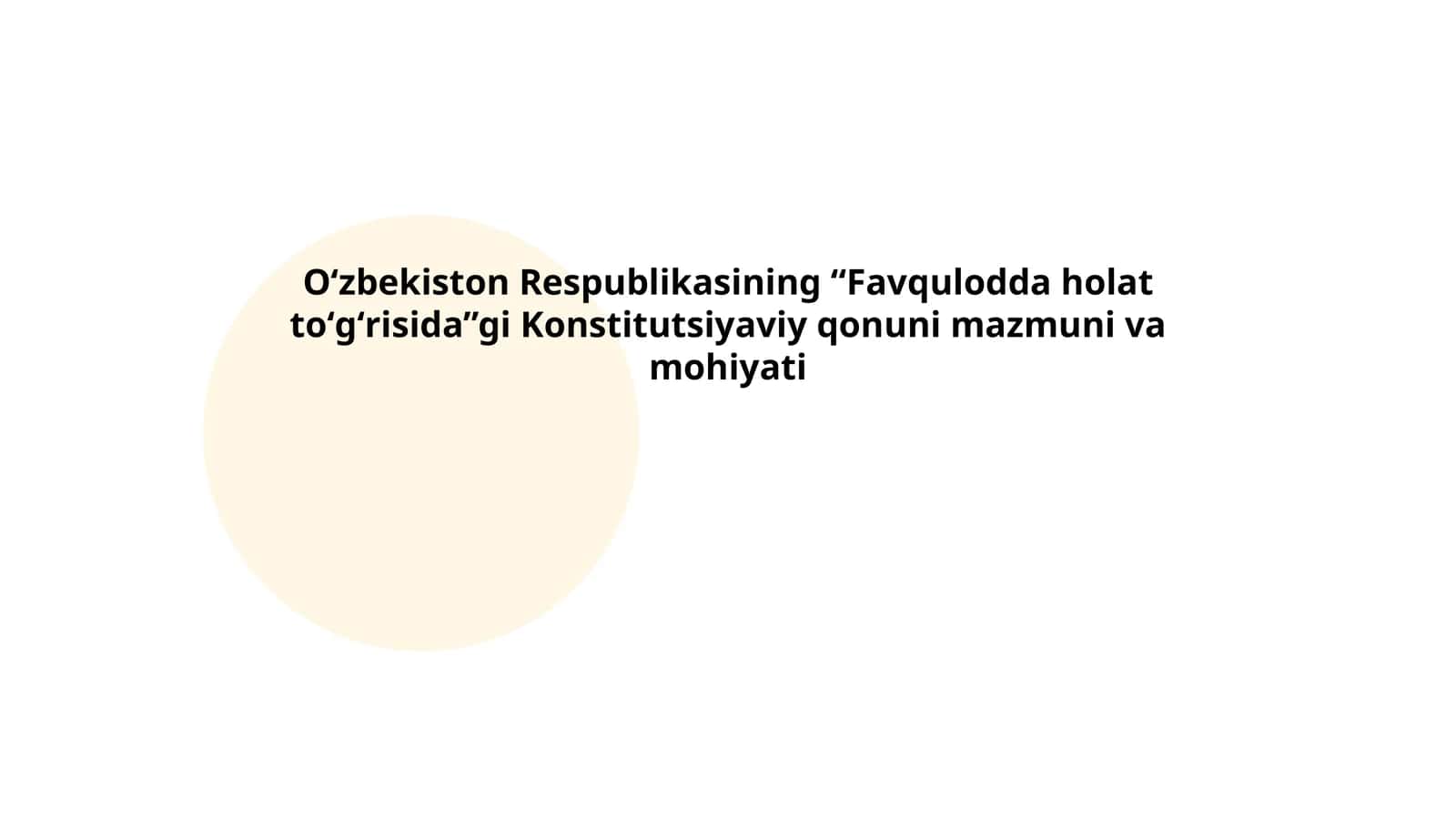 Favqulodda holat to'g'risida 1