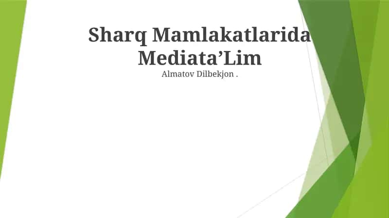 Sharq Mamlakatlarida MediataʼLim 1