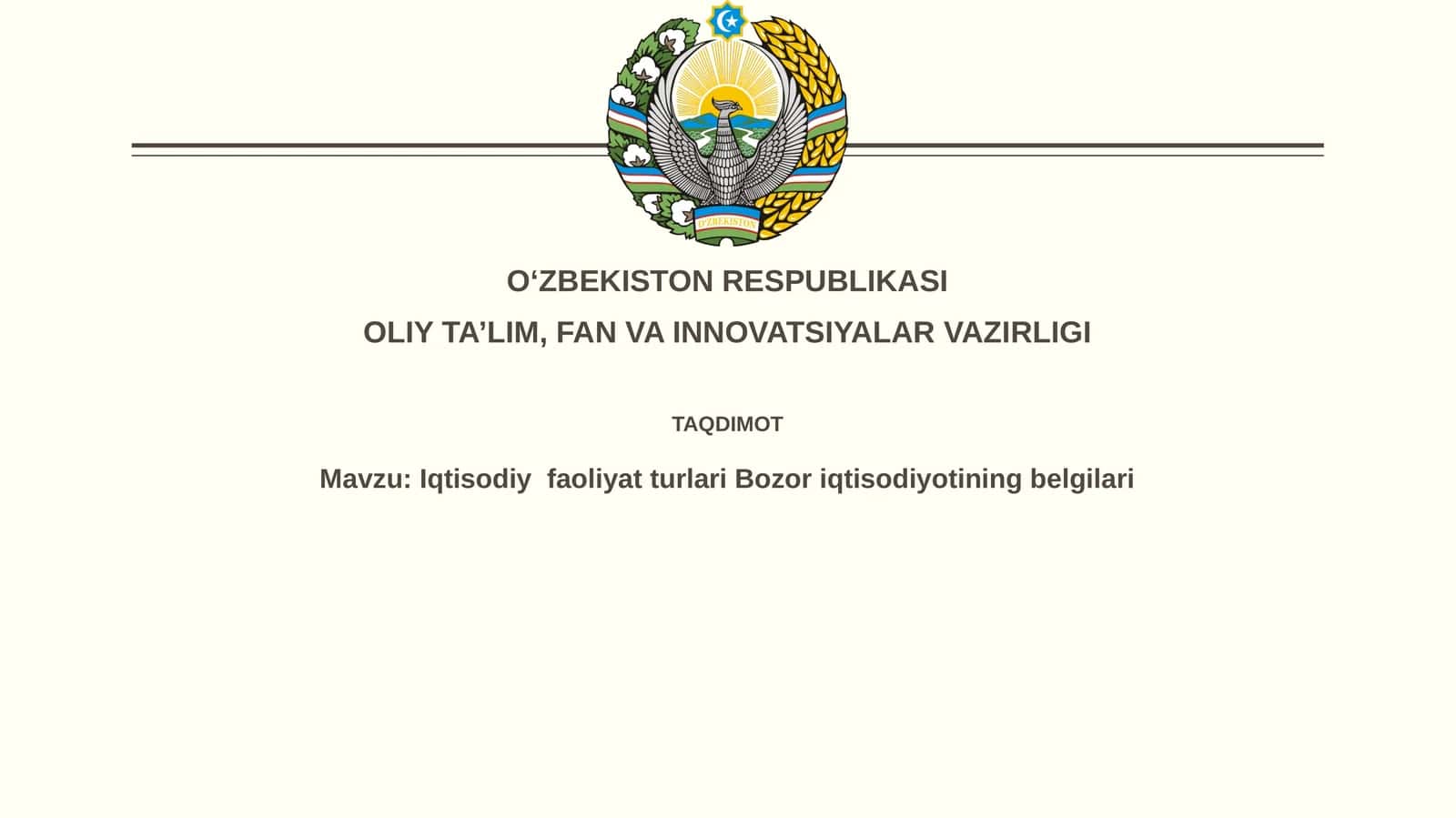 Bozor iqtisodiyotining belgilari 1