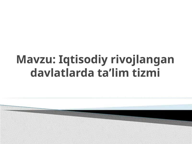 Iqtisodiy rivojlangan davlatlarda ta’lim tizimi 1