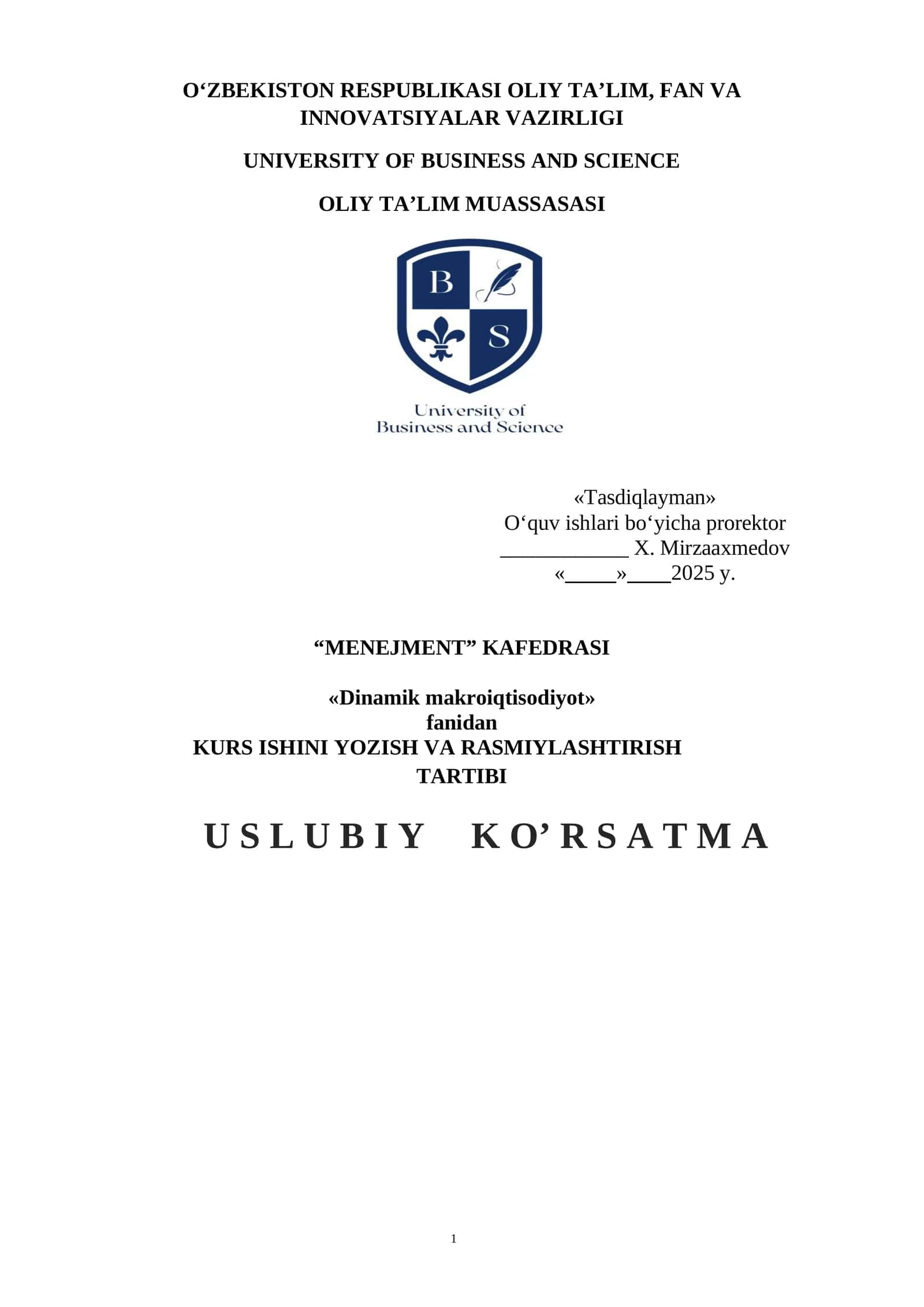 Dinamik makroiqtisodiyot 1