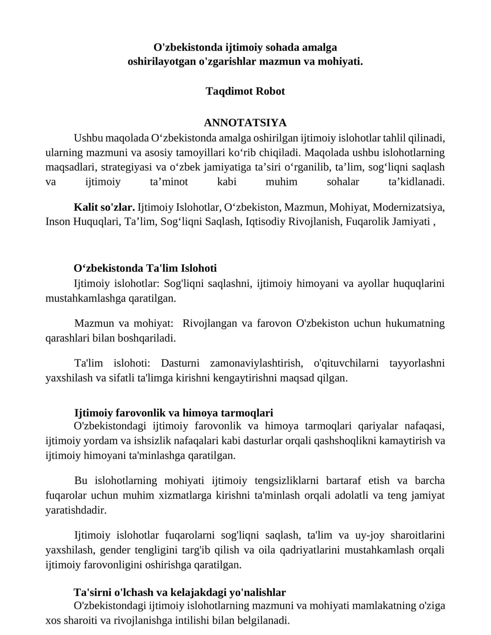 Oʻzbekistonda Ta'lim Islohoti 1