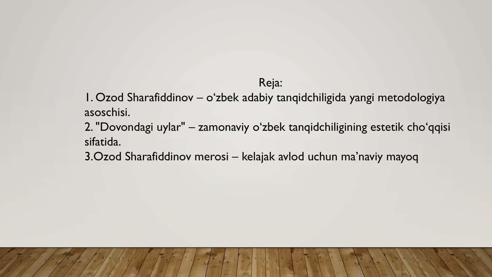 Ozod Sharafiddinov: Adabiyotshunoslik cho'qqisi 1