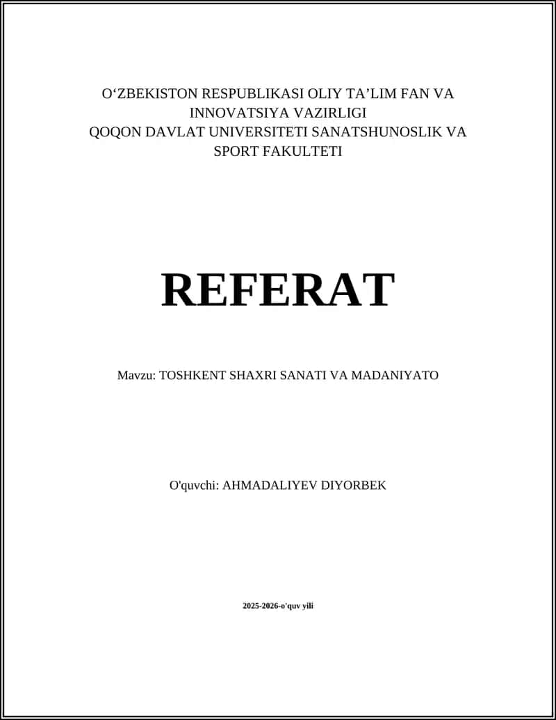 Toshkent Shaxri Sanati va Madaniyato 1