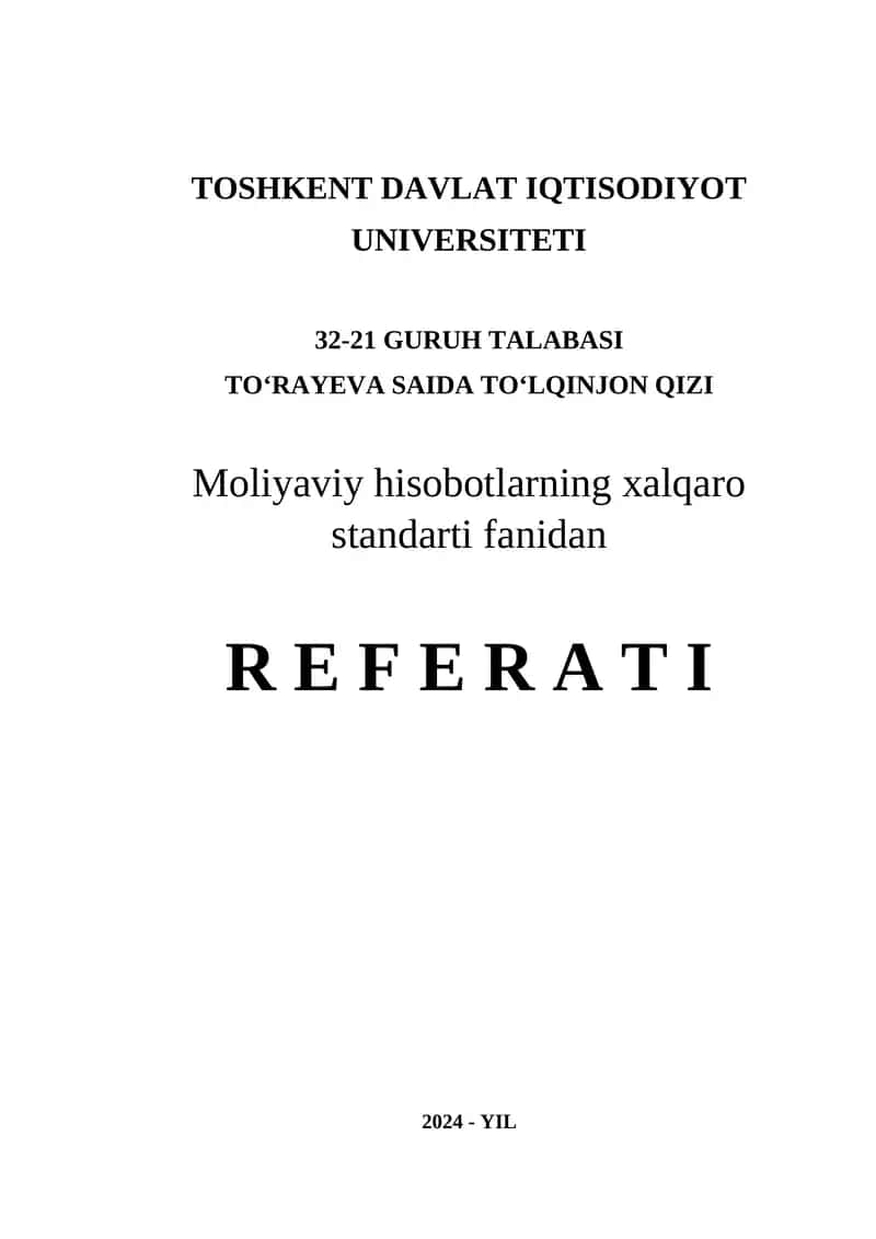 Moliyaviy Hisobotlarga Kirish 1