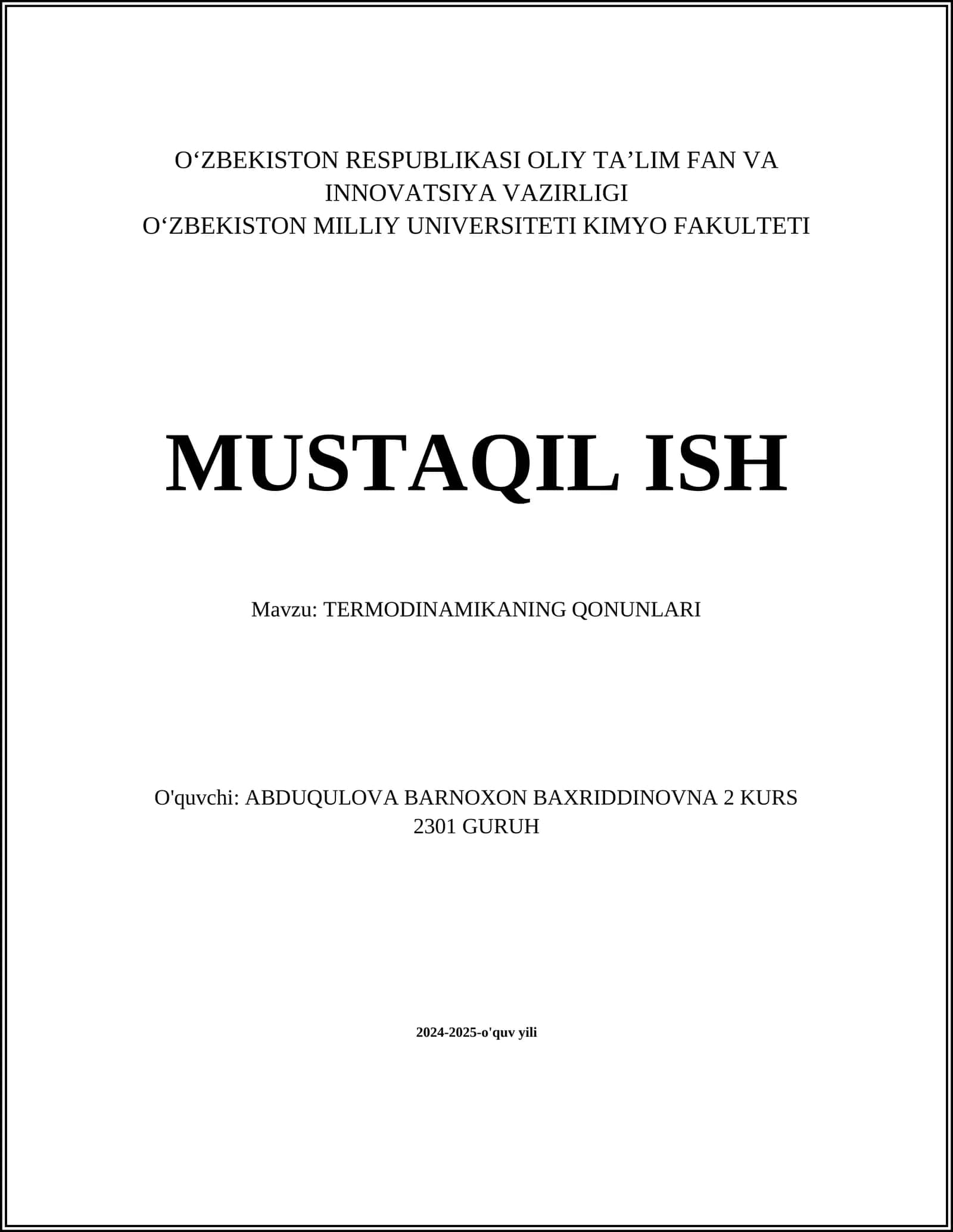 TERMODINAMIKANING QONUNLARI 1