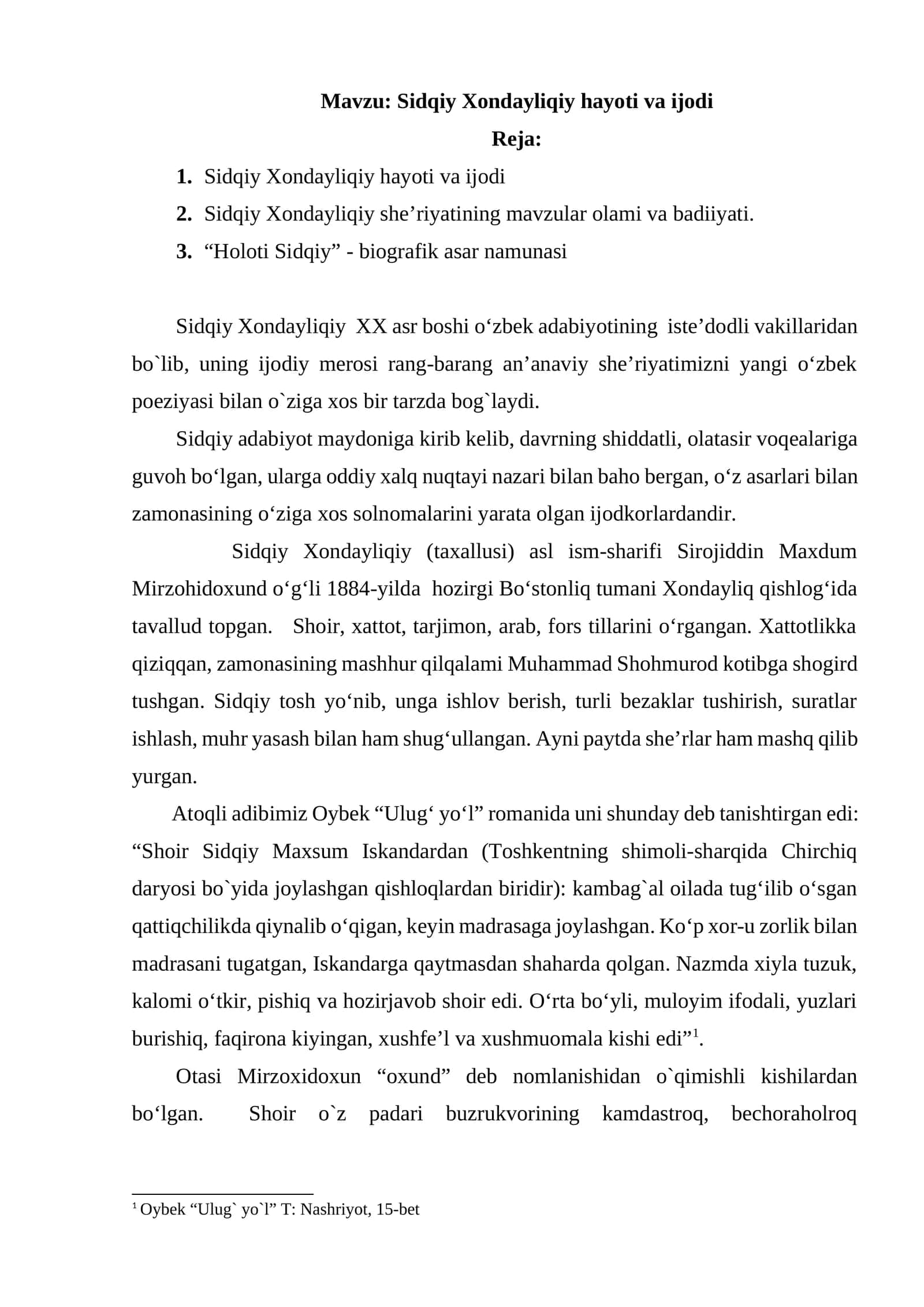 Sidqiy Xondayliqiy hayoti va ijodi 1
