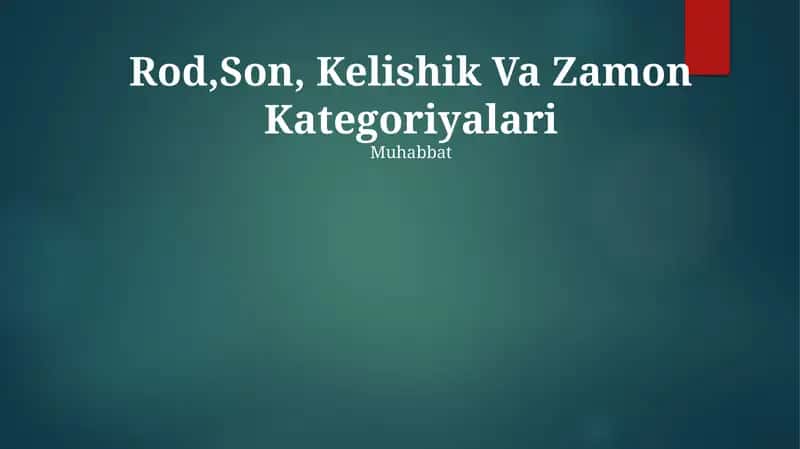 Fe'l zamon turkumlari 1