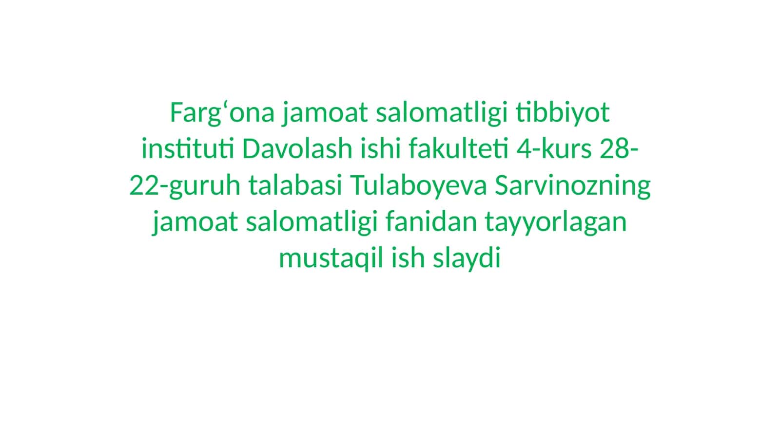 SALOMATLIK NING SHAKLLANTIRISHI 1