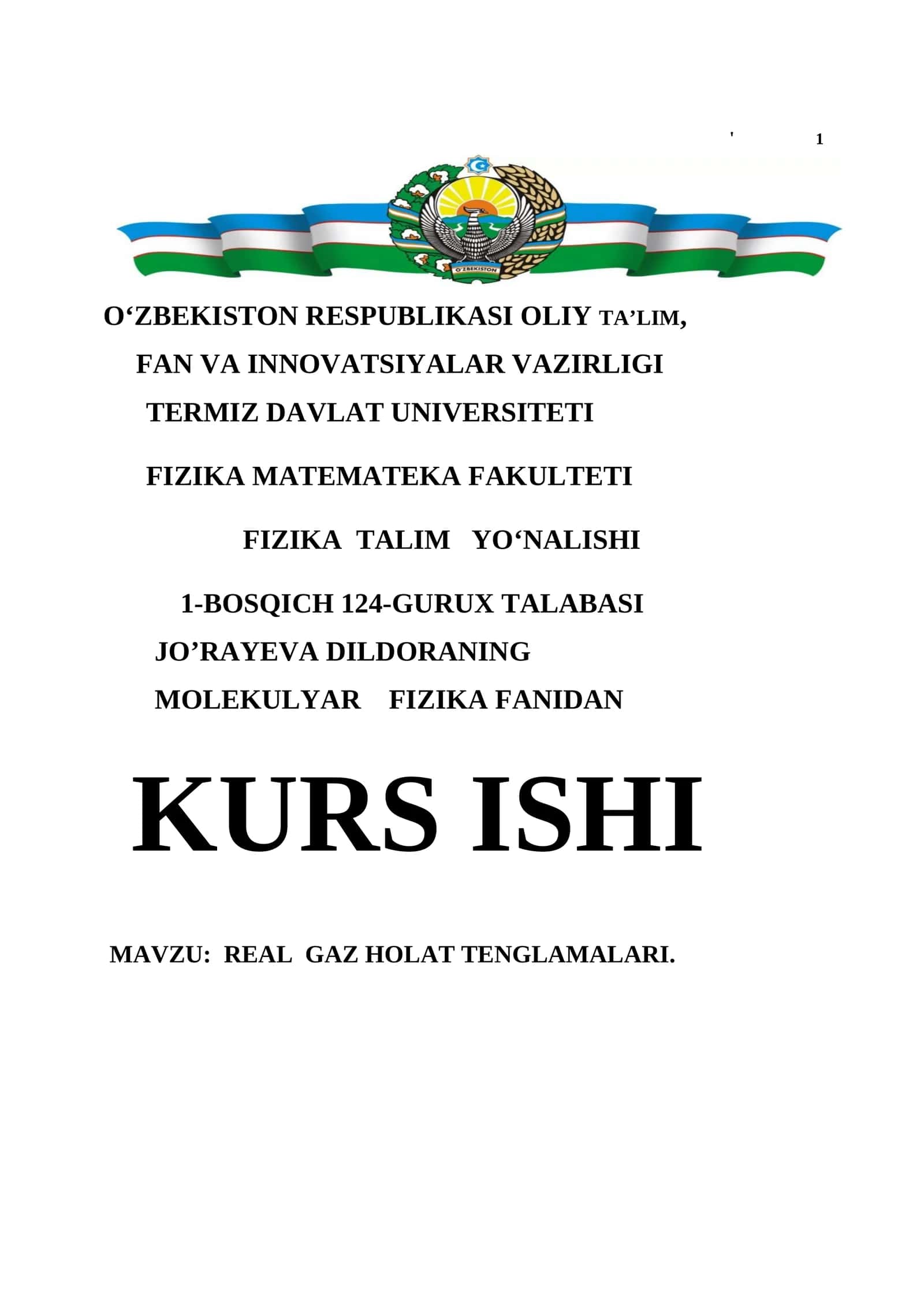REAL GAZ HOLAT TENGLAMALARI 1