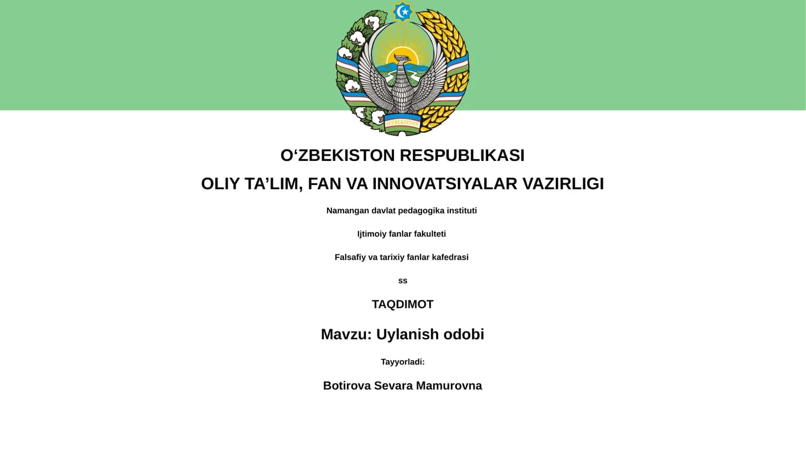 Uylanish odobi 1