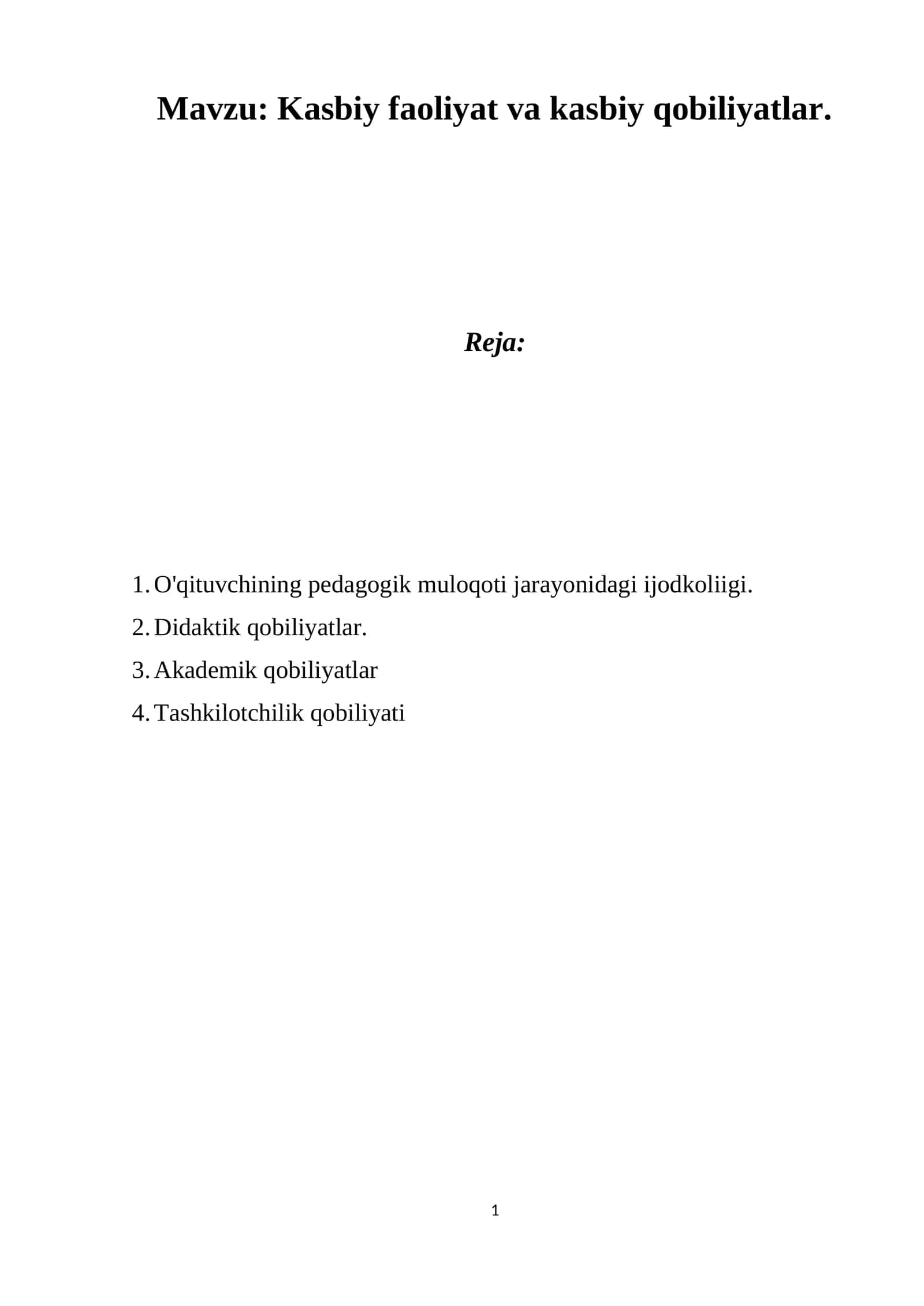Kasbiy faoliyat va kasbiy qobiliyatlar 1