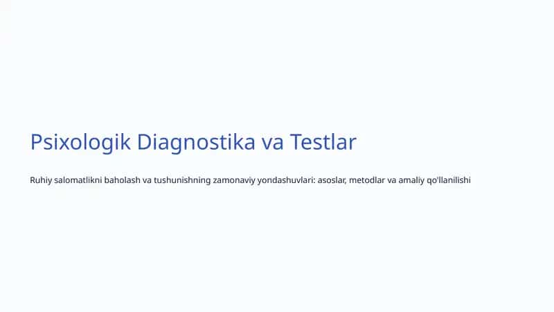 Psixologik Diagnostika va Testlar 1