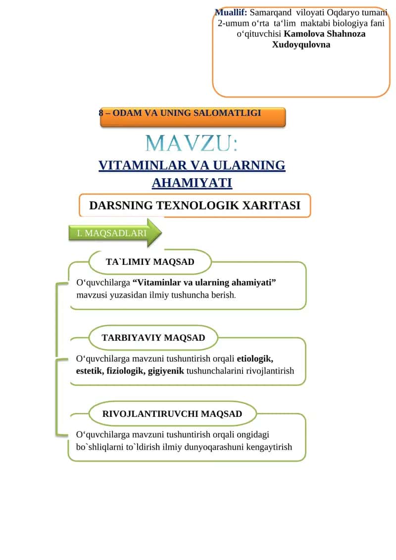 VITAMINLAR VA ULARNING AHAMIYATI 1