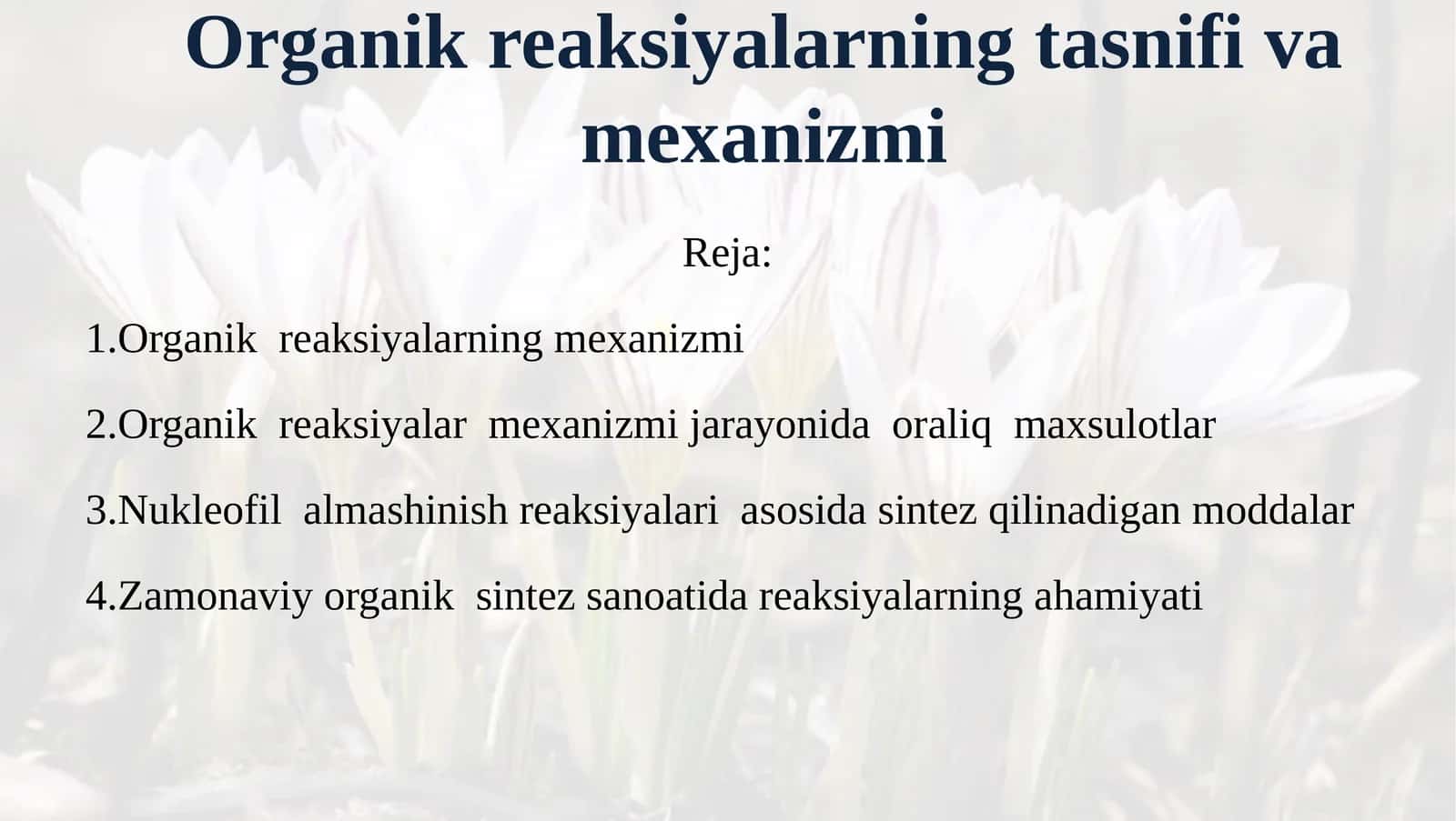 Organik reaksiyalarning tasnifi va mexanizmi 1