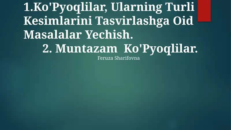 Muntazam Ko'Pyoqlilar 1