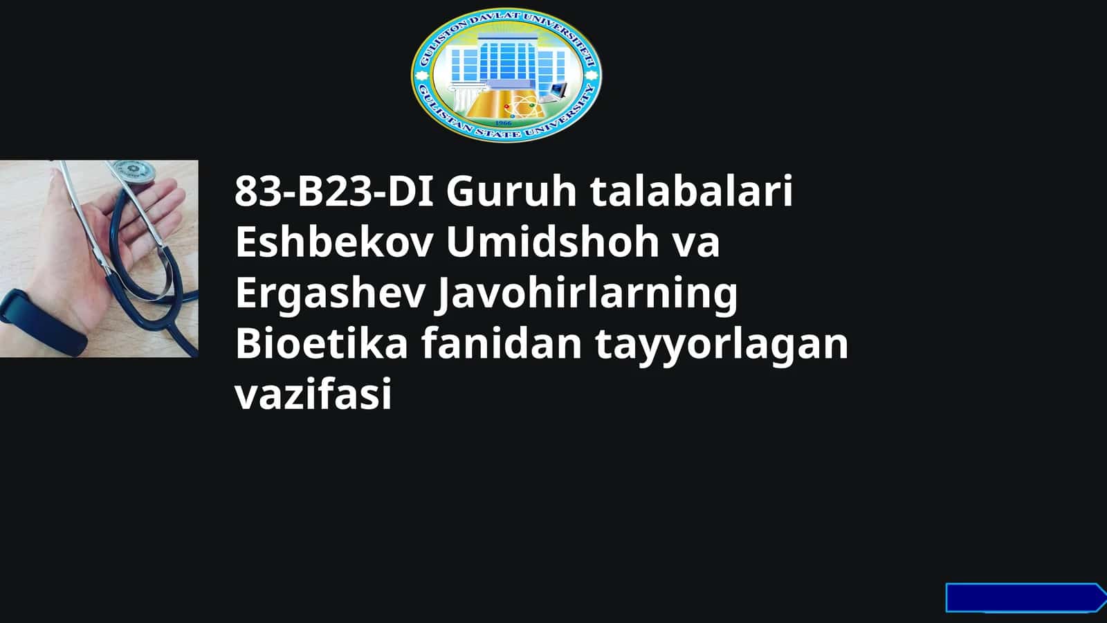 Bioetika fanidan tayyorlagan vazifasi 1