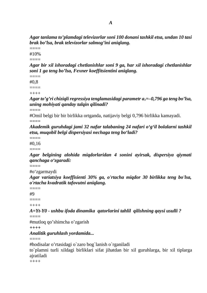 Fexner koeffitsientini aniqlash 1