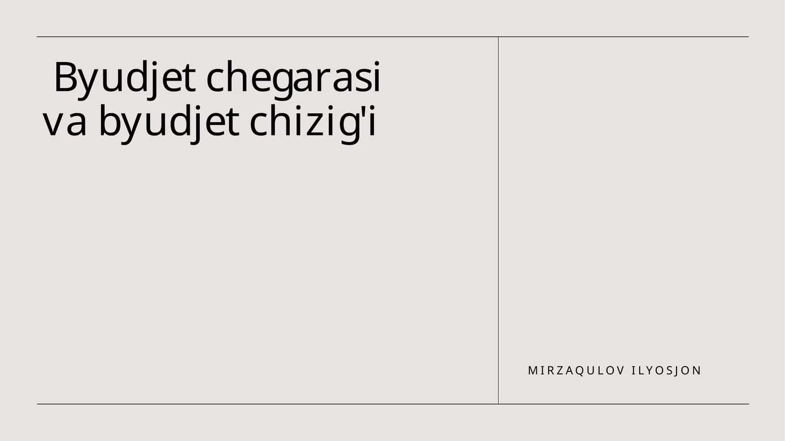 Byudjet chegarasi va byudjet chizig'i 1