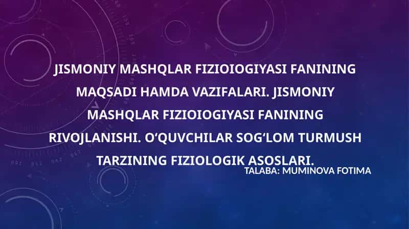 Jismoniy mashqlar fiziologiyasi 1