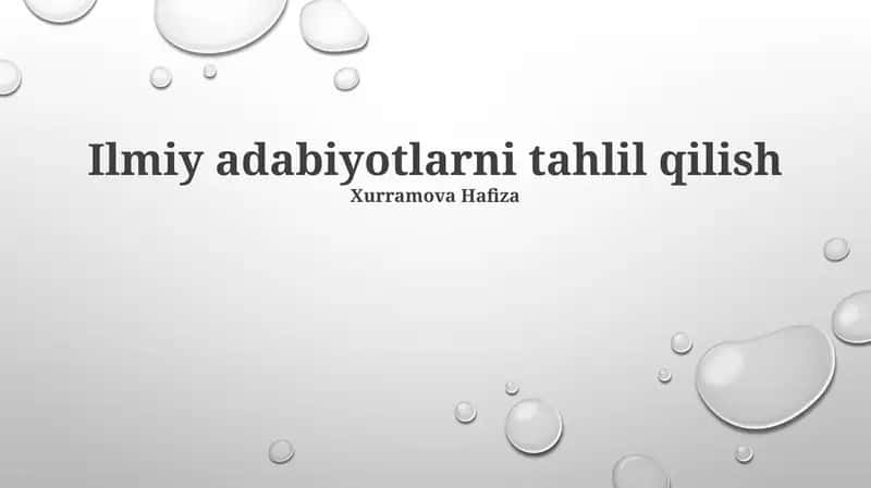Ilmiy adabiyotlarni tahlil qilish 1
