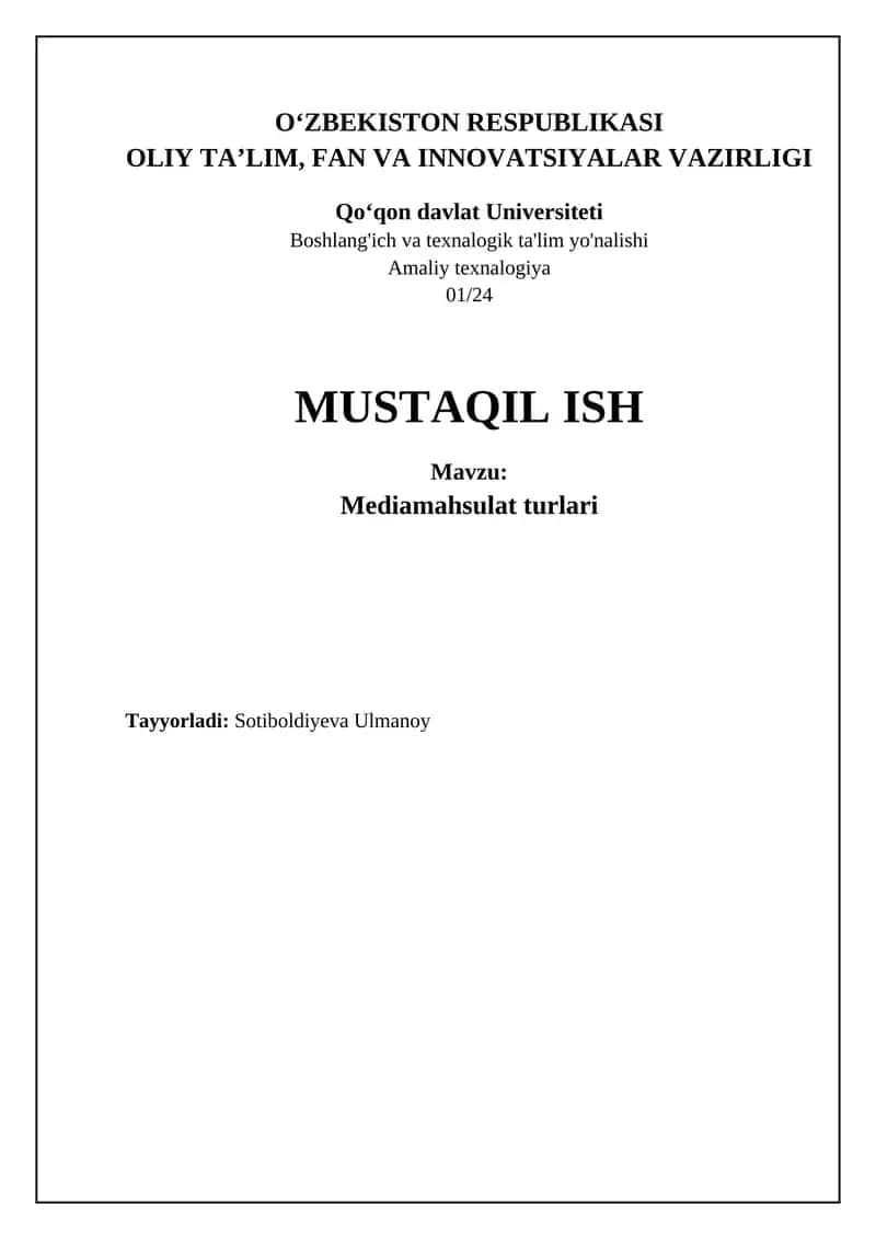 Mediamahsulat turlari 1