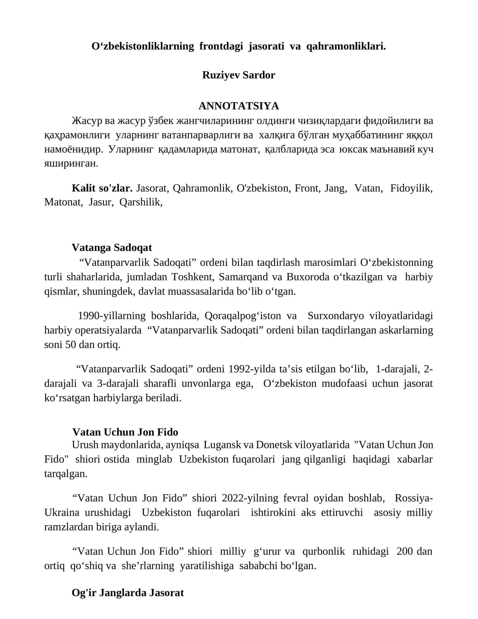 Vatanga Sadoqat 1