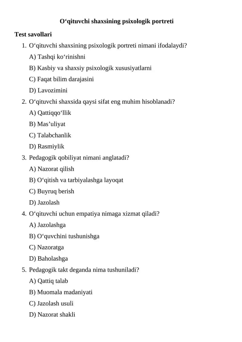 O‘qituvchi shaxsining psixologik portreti 1