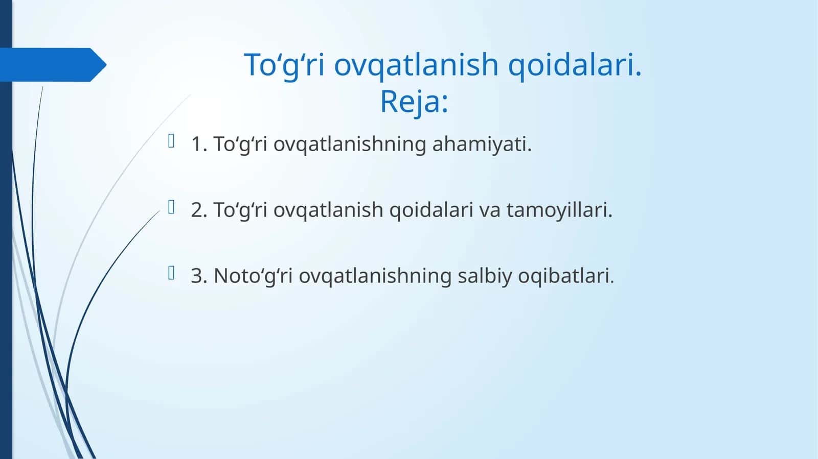 To‘g‘ri ovqatlanish qoidalari 1