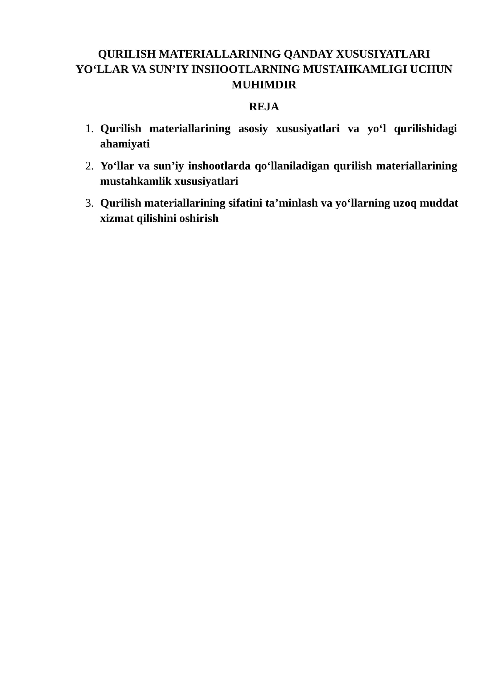 Qurilish materiallarining xususiyatlari 1